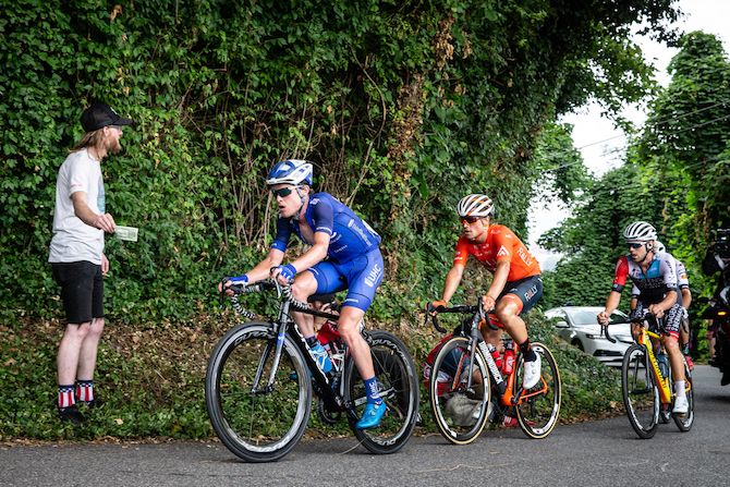 The leaders get some incentive on the climb during the US Pro Road Race National Championships on June 24, 2018 in Knoxville, Tennessee