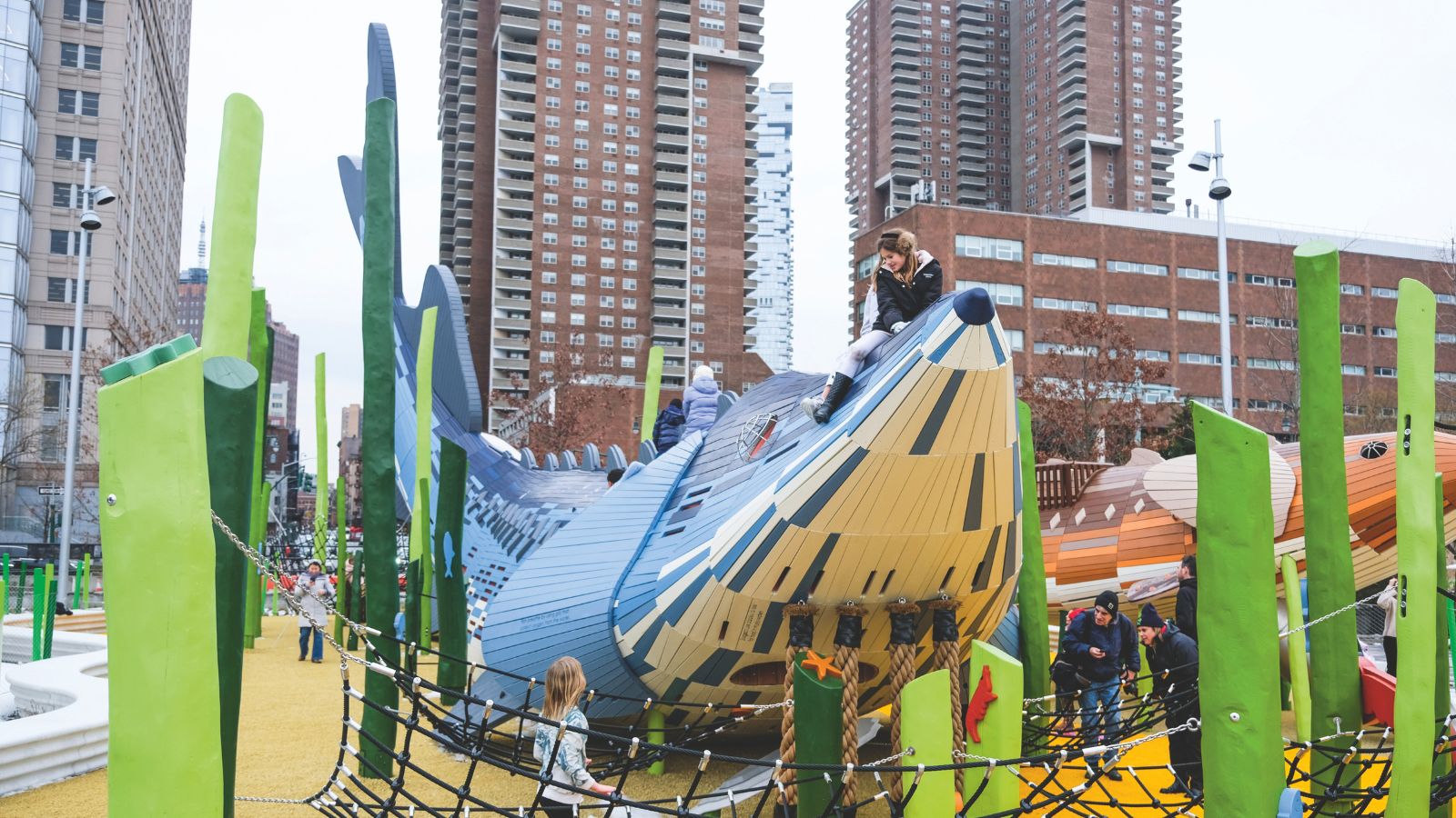 children's playground shaped like a whale in Hudson New York