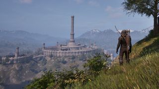 A figure looking at Imperial City in the distance