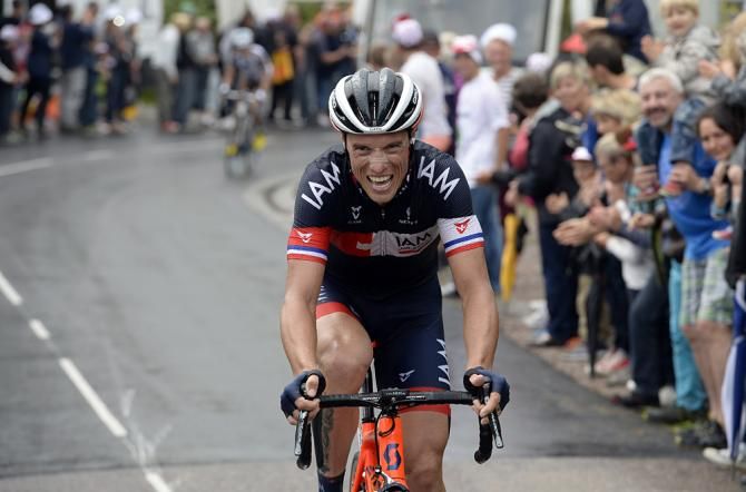 Sylvain Chavanel (IAM Cycling) on the attack on stage 8 of the Tour de France