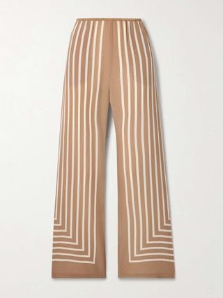 Striped Silk-Crepe Wide-Leg Pants