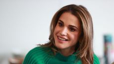 Queen Rania's cosy forest green jumper