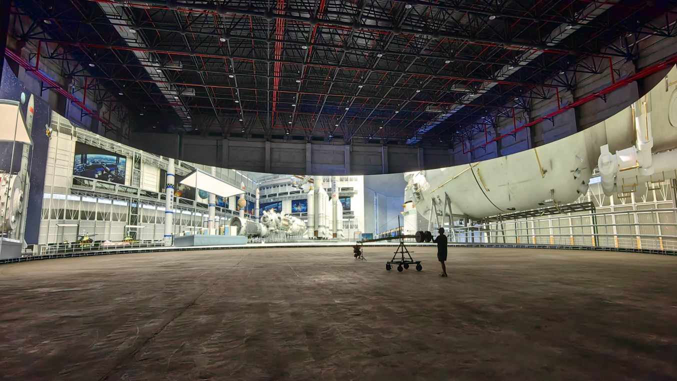 The world&#039;s largest virtual production wall, showing the inside of a space station. 
