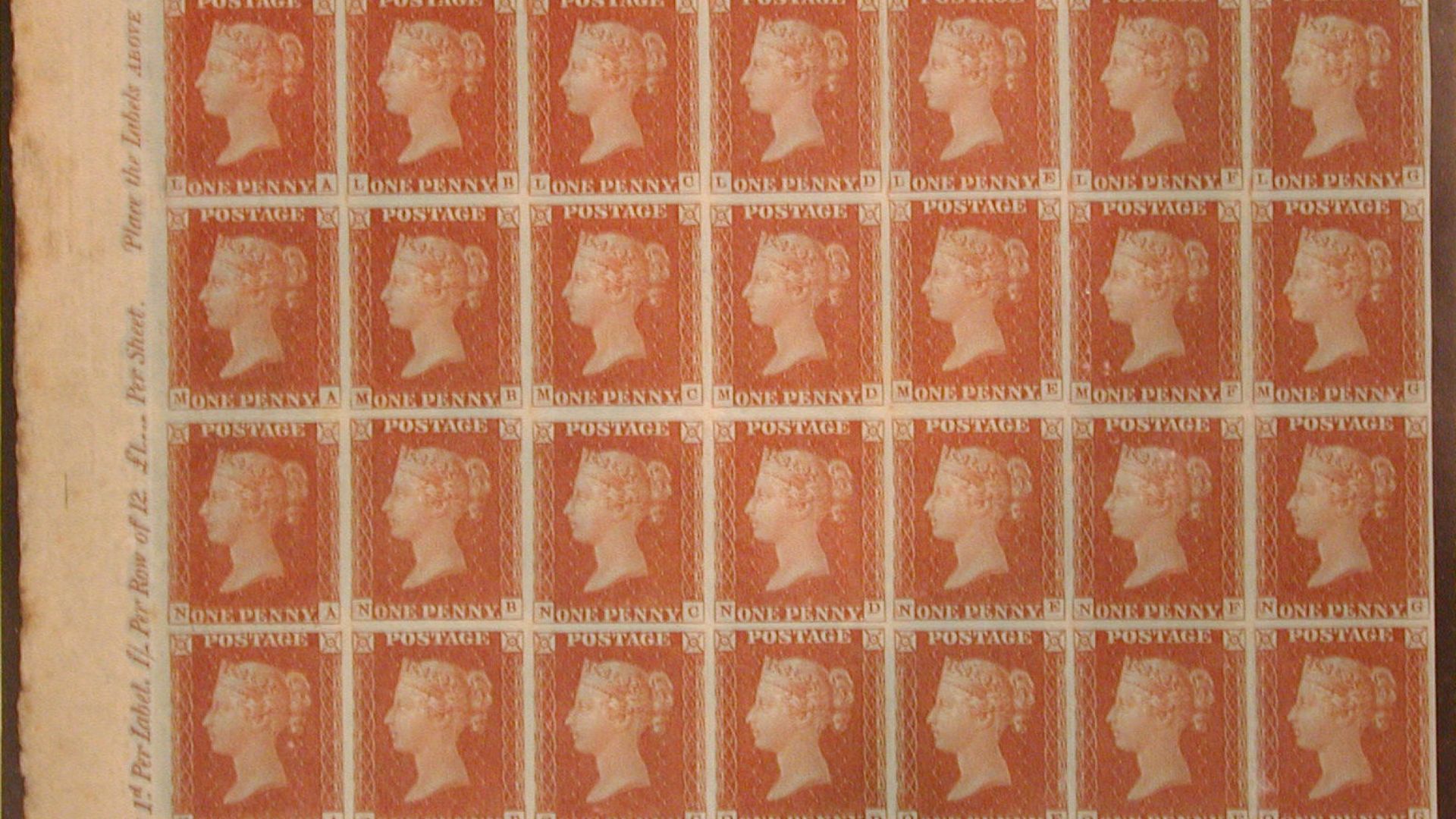 Rolls of stamps featuring Queen Victoria's face