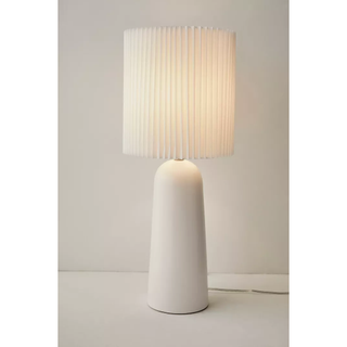scandinavian-inspired white table lamp with pleated shade