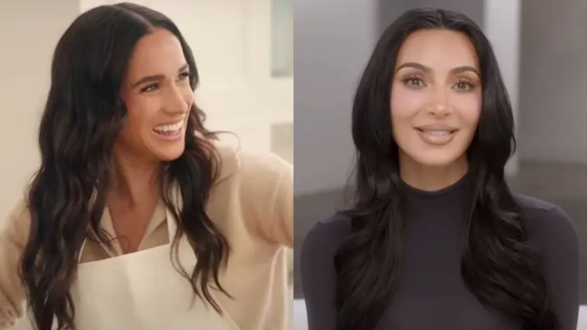 Meghan Markle is shown on With Love, Meghan and Kim Kardashian is shown on The Kardashians.