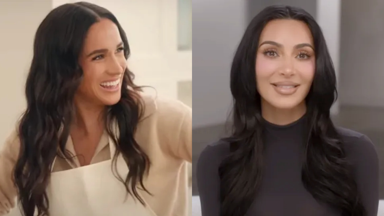 Meghan Markle is shown on With Love, Meghan and Kim Kardashian is shown on The Kardashians.