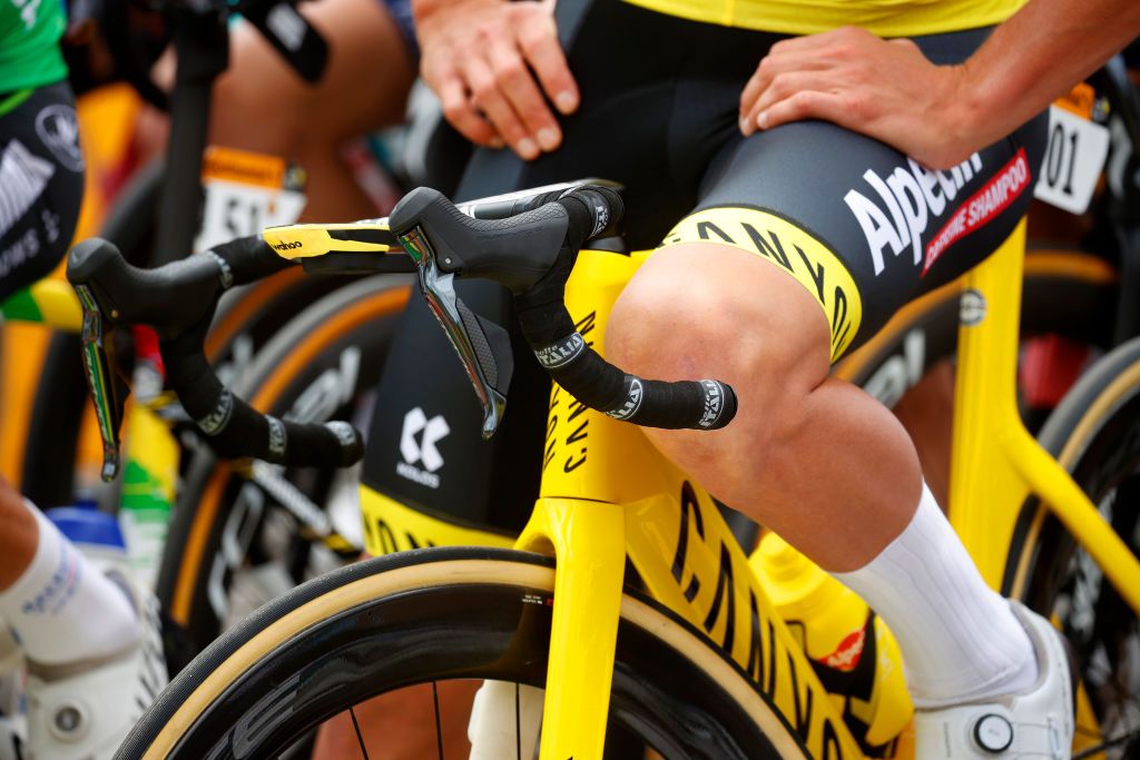 PONTIVY FRANCE JUNE 28 Mathieu Van Der Poel of The Netherlands and Team AlpecinFenix yellow leader jersey at start during the 108th Tour de France 2021 Stage 3 a 1829km stage from Lorient to Pontivy Canyon Bike LeTour TDF2021 on June 28 2021 in Pontivy France Photo by Chris GraythenGetty Images