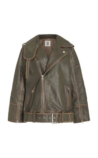 Exclusive Beatrisse Oversized Leather Moto Jacket