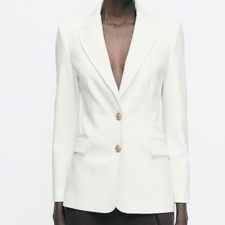 Zara White Fitted Blazer