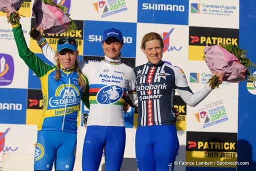 Marianne Vos (Rabobank) finished ahead of Daphny van den Brand (AA Drink - Leontien.nl) and Katie Compton (Rabobank).