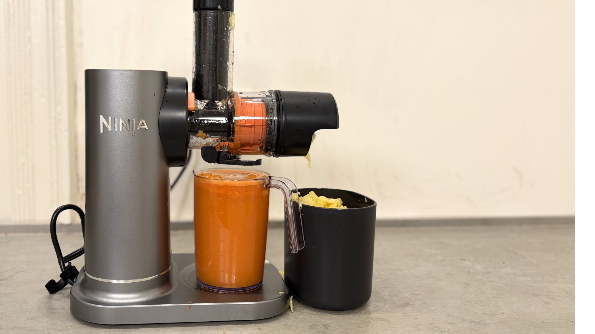 Testing the Ninja Cold Press Juicer on the counter