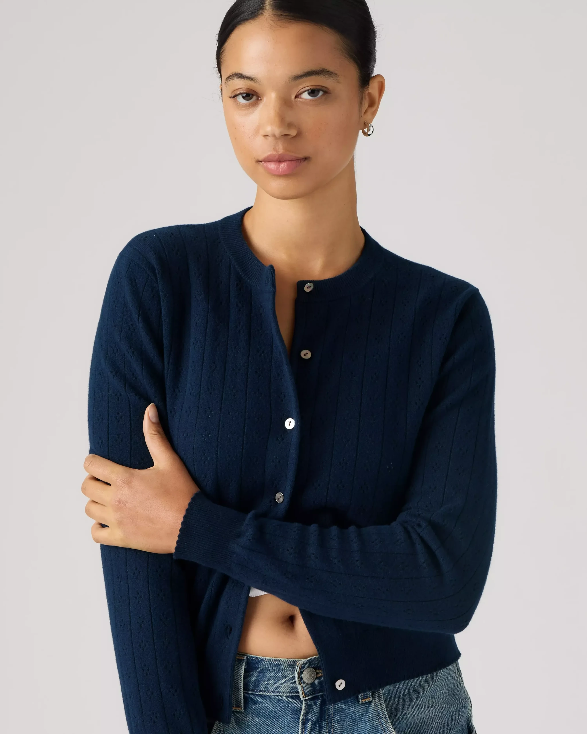 levi's, Supersoft Pointelle Crewneck Cardigan