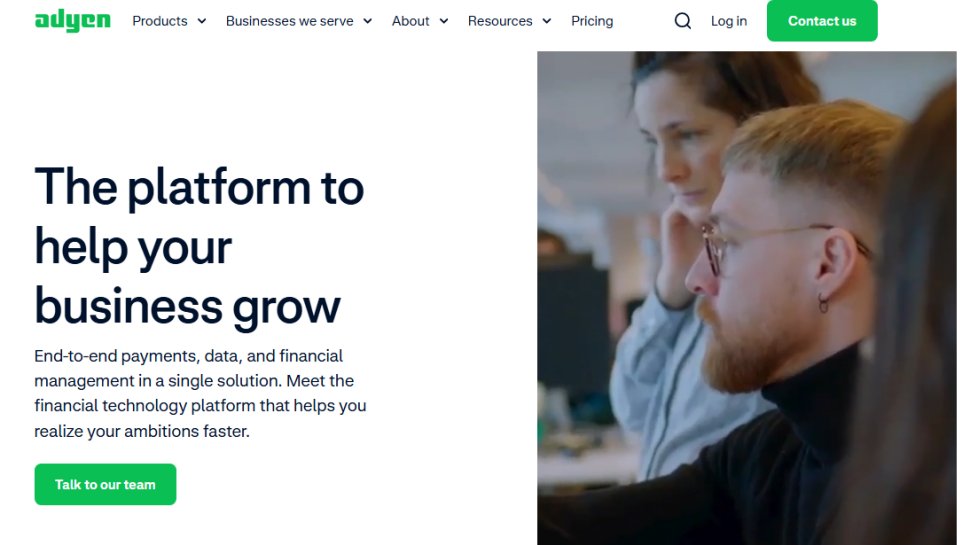 Website screenshot of Adyen (September, 2025)