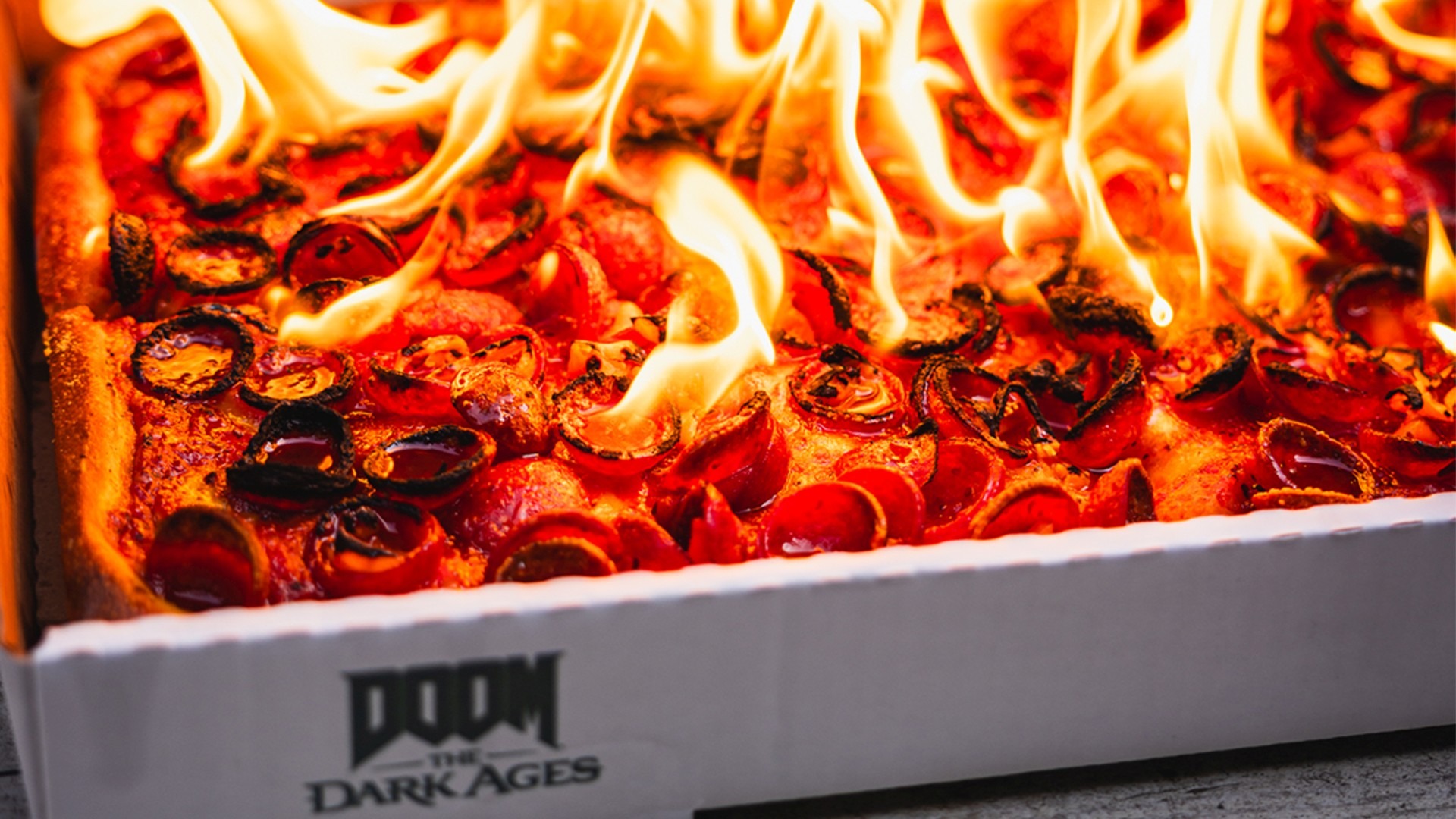 Doom: The Dark Ages Hellfire Pepperoni pizza