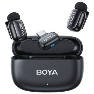 Boya Mini charging case with transmitters and receiver