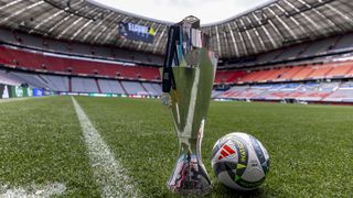MUNICH, GERMANY - JUNE 03: The UEFA Nations League trophy with medal is seen ahead of the UEFA Nations League Finals 2025 at the Munich Football Arena on June 03, 2025 in Munich, Germany. (Photo by Maja Hitij - UEFA/UEFA via Getty Images)