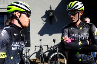 John Murphy chats with team owner George Hincapie