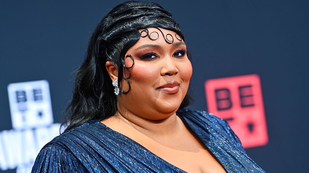 Lizzo&#039;s shimmering sheer pink leotard