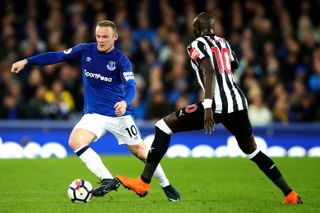 Wayne Rooney in action for Everton against Newcastle United in April 2018.