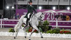 Austin O&rsquo;Connor competing in the Olympic eventing dressage phase aboard Colorado Blue.