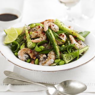 Prawn, Poppy and Sesame Seed Salad with a Sweet and Spicy Soy Ginger Dressing