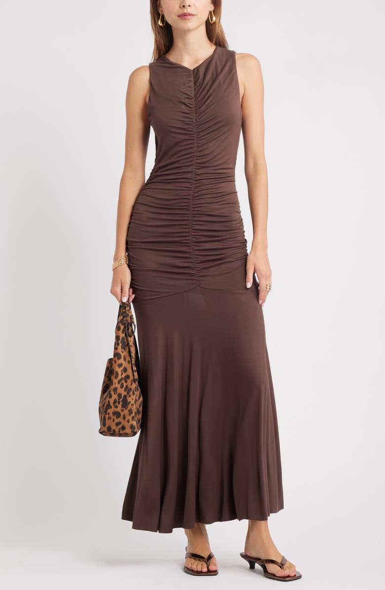 Ruched Sleeveless Maxi Dress