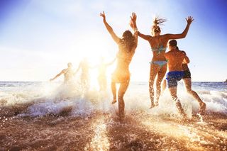 A group of friends on the beach.