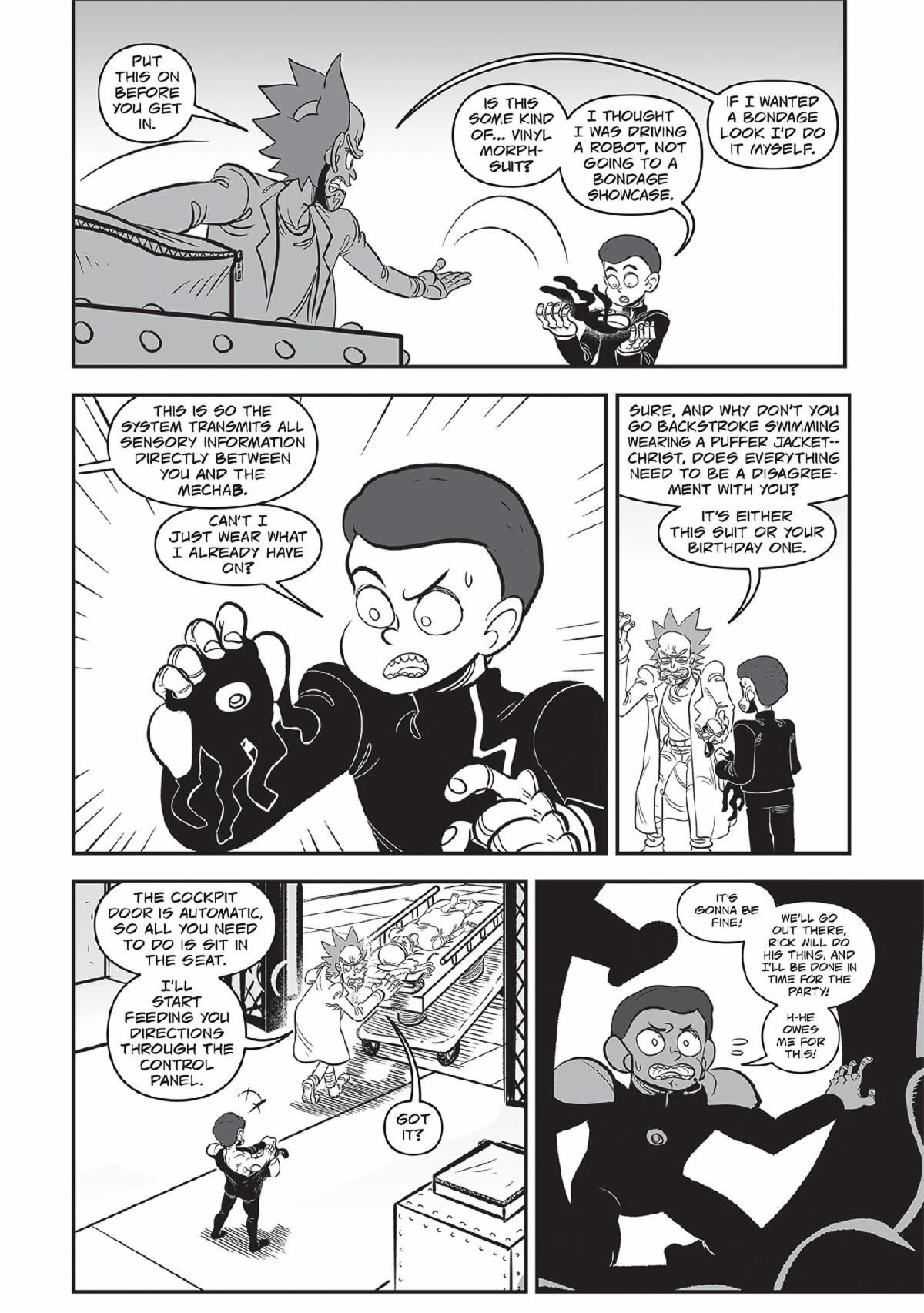 Rick and Morty argue about Morty piloting a mech in these preview pages of the new manga.