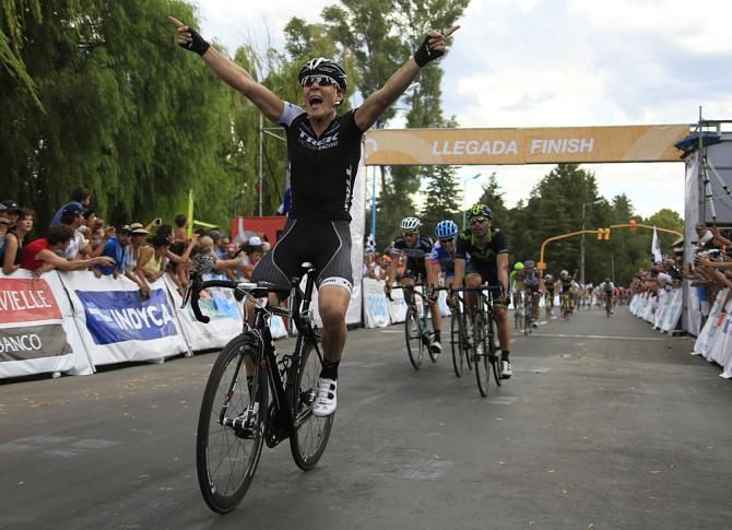 Giacomo Nizzolo (Trek) celebrates the win in Tour de San Luis