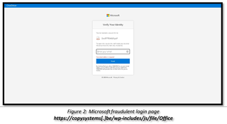 An example of a phishing scam using Microsoft