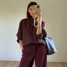 @smythsisters wears the aubergine colour trend.