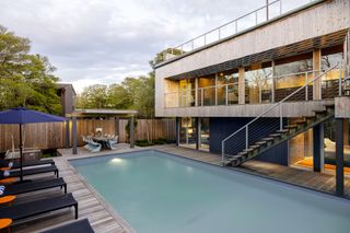 swimming pool at fire island modernist house