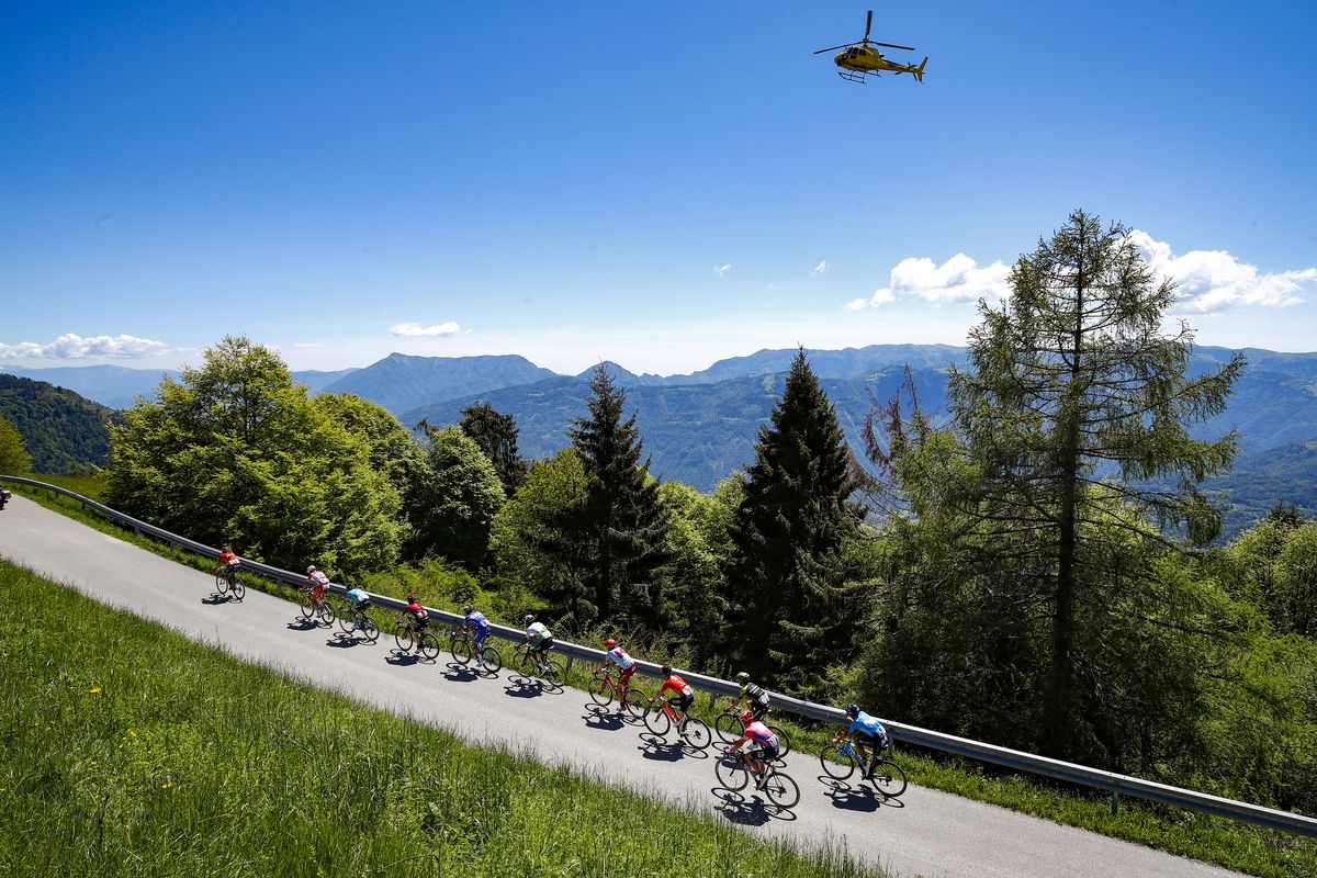 The break rides through the Dolomites