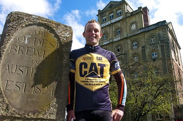 Tour leader Mark Jamieson (Jayco-2XU) originally from Nook on Tasmania