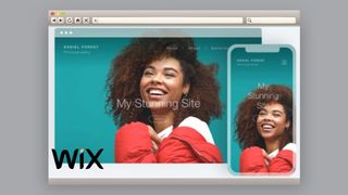 Homepage of Wix, one of the best website builders for artists, featuring smiling woman