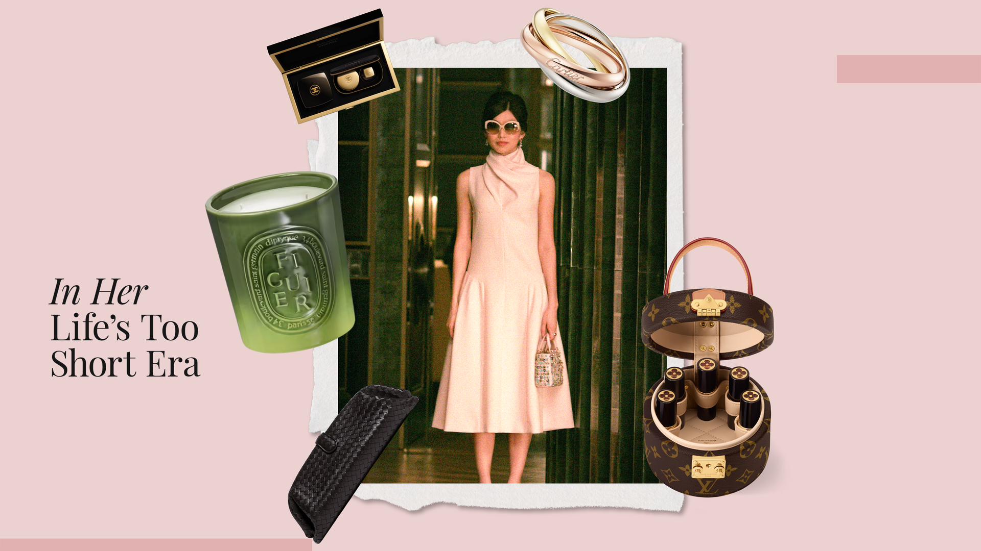 image of Gemma Chan in Crazy Rich Asians with gift guide products around it