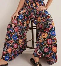 Pleated Palazzo Pants in Black, Gardenia Pop, $138 (£111) | Boden
