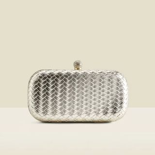 Sosandar Metallic Woven Clutch Bag