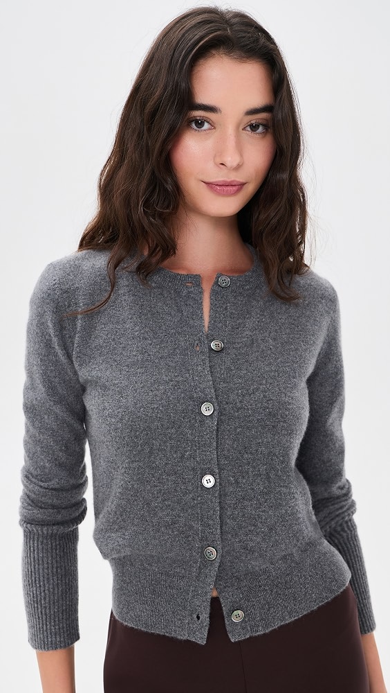 Solid Lean Lines Cashmere Cardigan - Grey