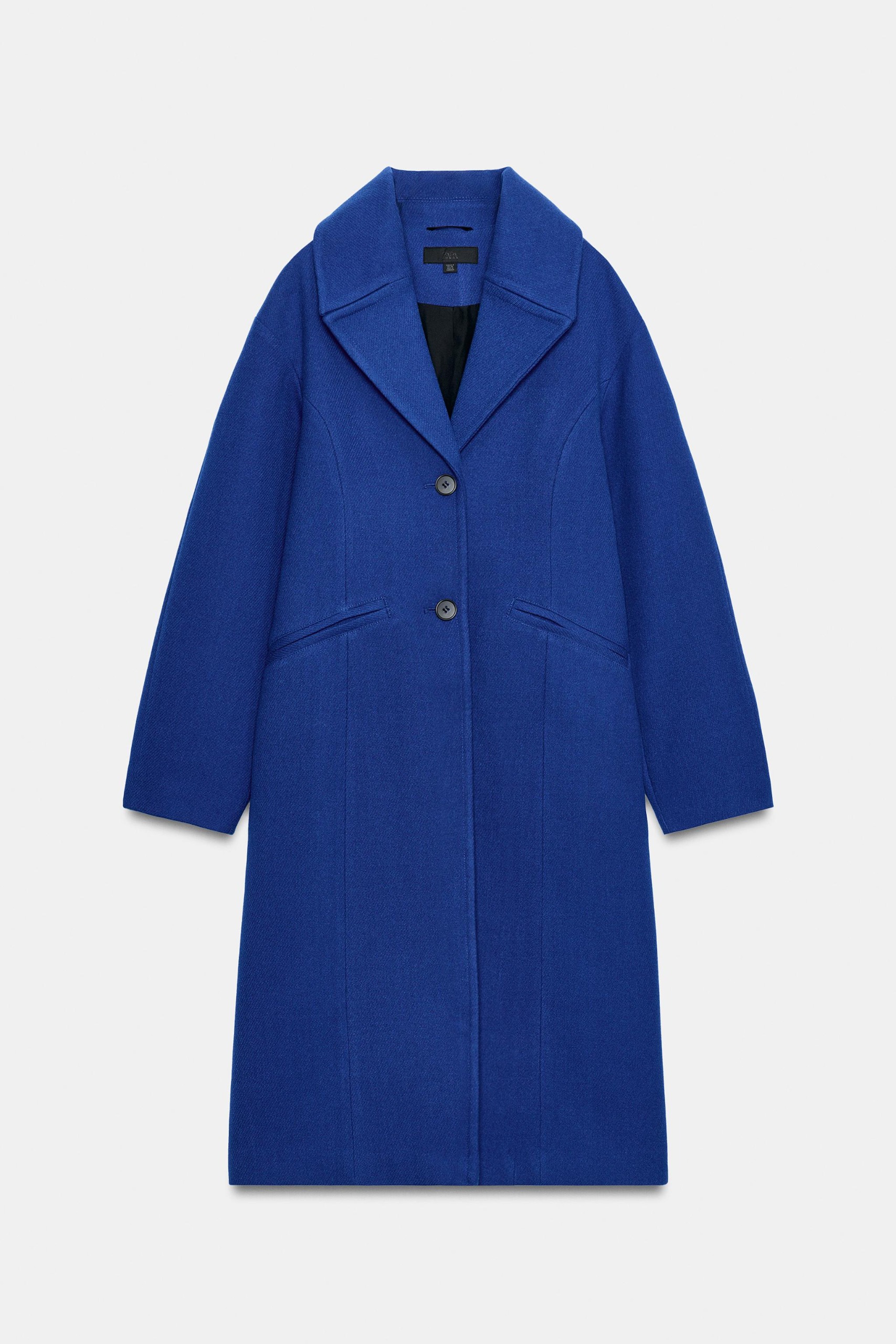 Oversized Dropped Shoulder Coat - Bluish - Xs