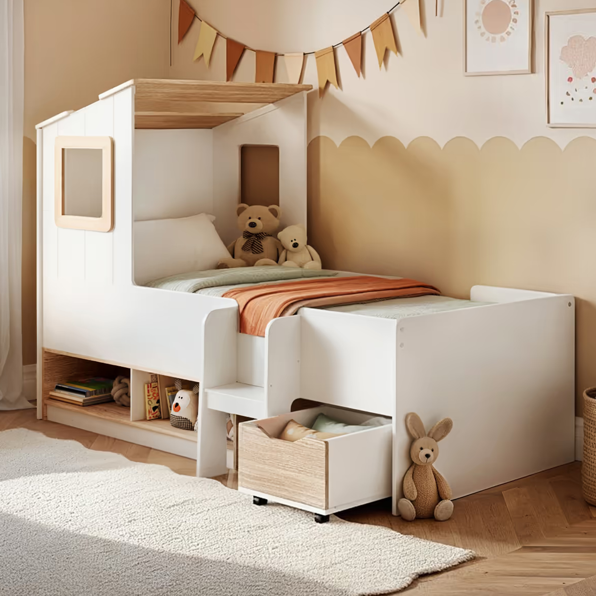 Bed Kingdom Flair Millie Low Sleeper House Bed with Storage