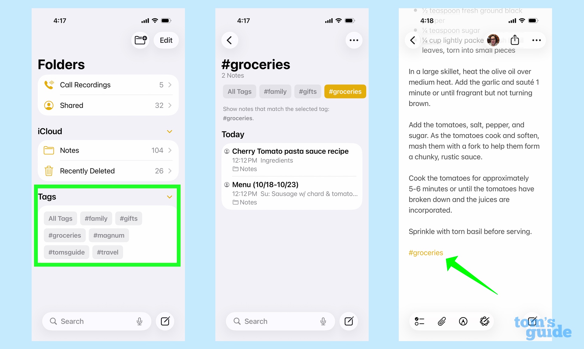 using tags to organize notes by grouping them together