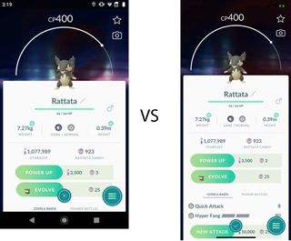 Pokemon Go screen comparison iPhone vs Android aspect ratio