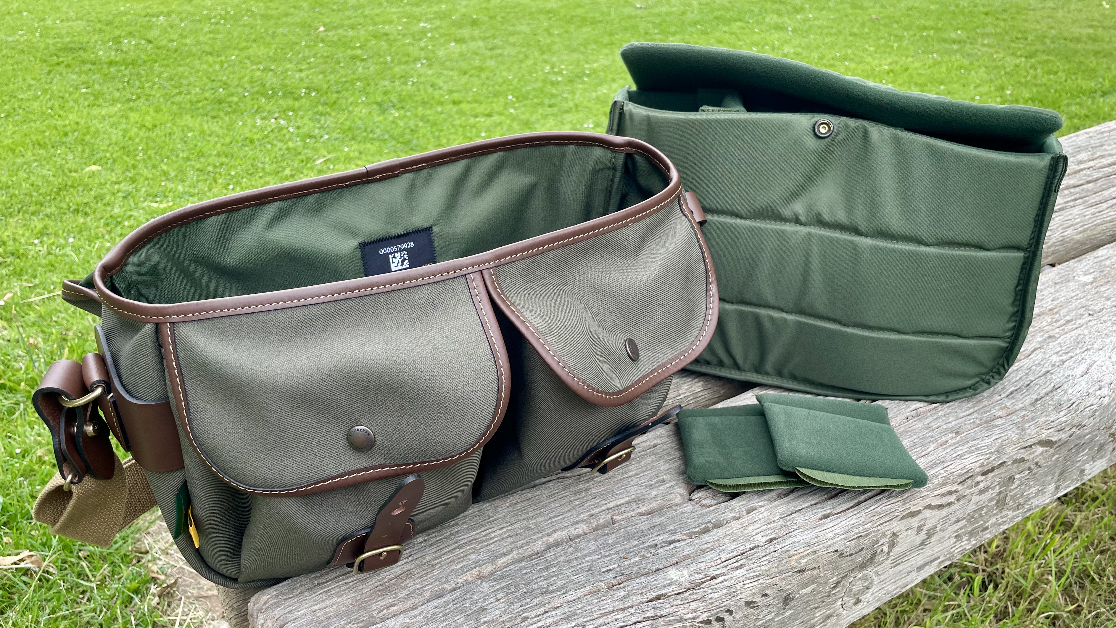 Billingham Hadley Pro 2020 camera bag outdoors on a park bench