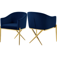 Meridian Furniture Xavier 19.5"H Velvet Dining Chair in NavyWas $369, now starting at just $191.32