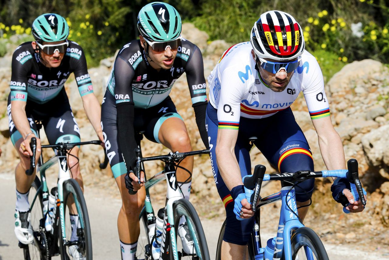 Alejandro Valverde (Movistar) on the front at the Mallorca Challenge