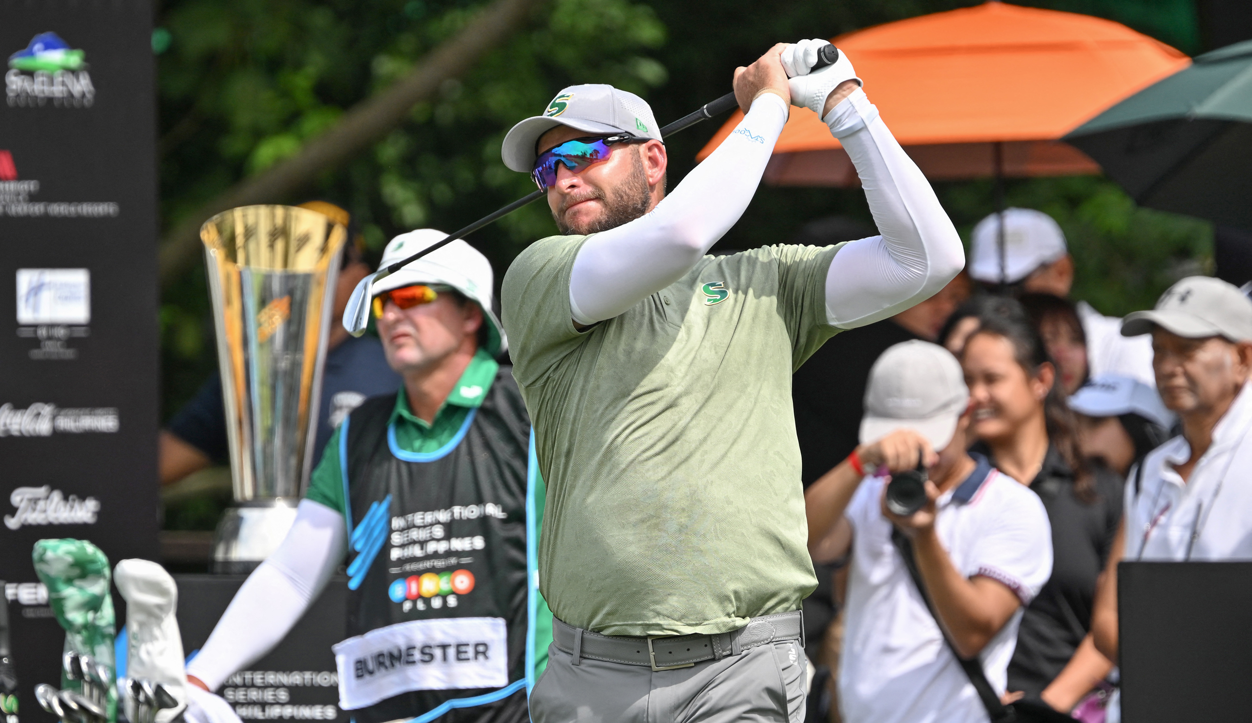 Dean Burmester hits a driver off the tee
