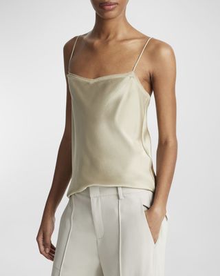 Layered Chiffon-Trim Silk Cami