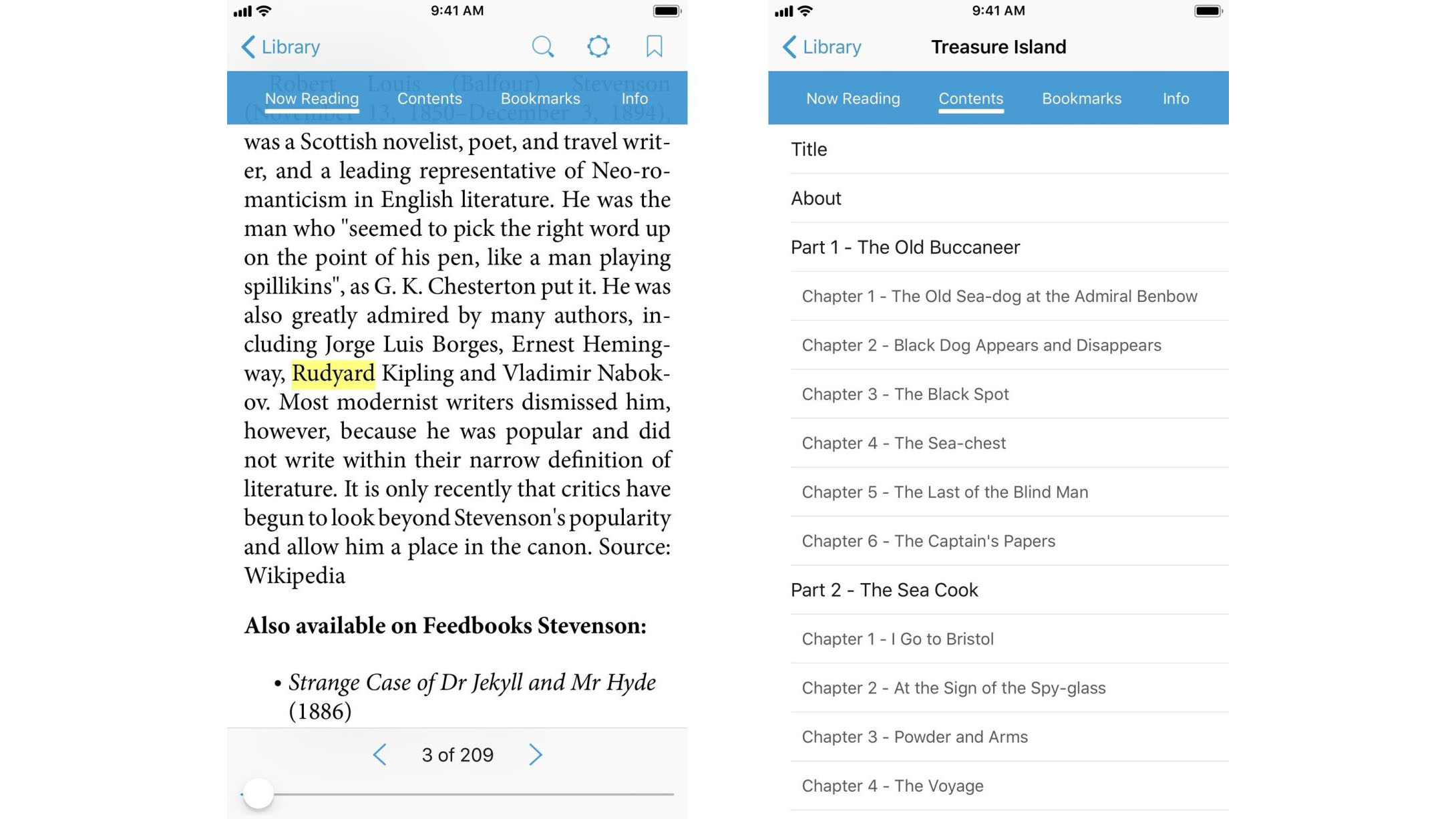 A screengrab of the Bluefire Reader app